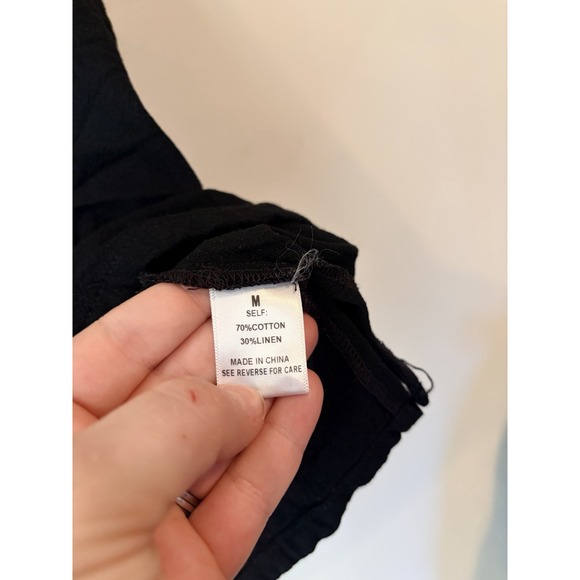 Kaileigh Linen Blend Sleeveless Top Black Size Medium Fringe Trim - Picture 3 of 4